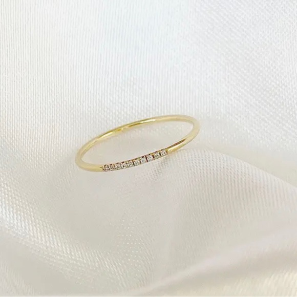 18K Gold AAA cubic zirconia thin finger rings wedding ( bundle 2 rings ) - Picture 5 of 7